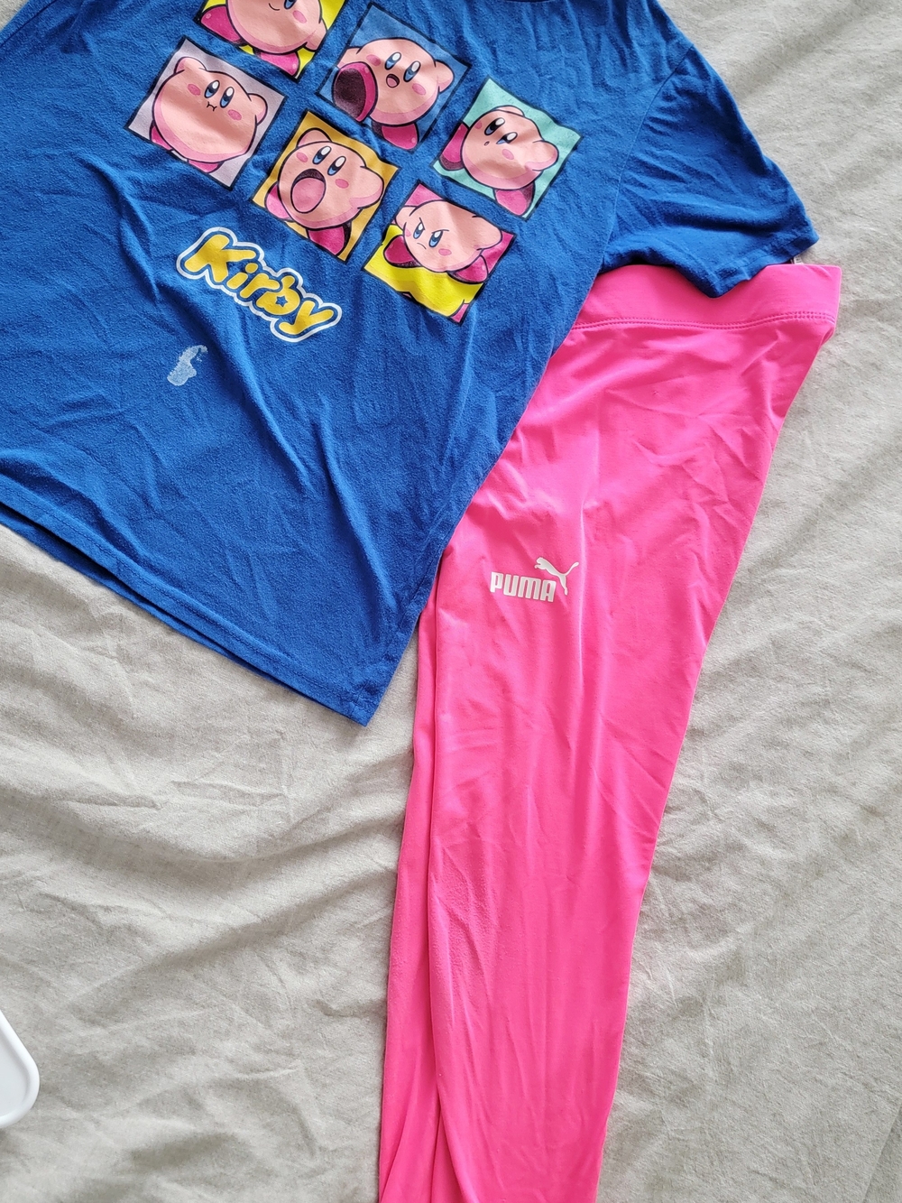 Puma Hot Pink Leggings with Blue Kirby Graphic Tee